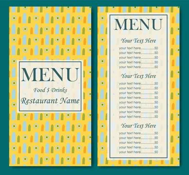 Simple colorful restaurant template. Cafe identity. Vintage creative food car Stock Illustration