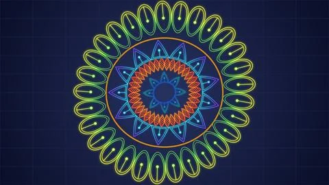 Simple colorful VJ loop Mandala Kaleidoscope BG with 3d camera movement. Ab.. Stock Illustration