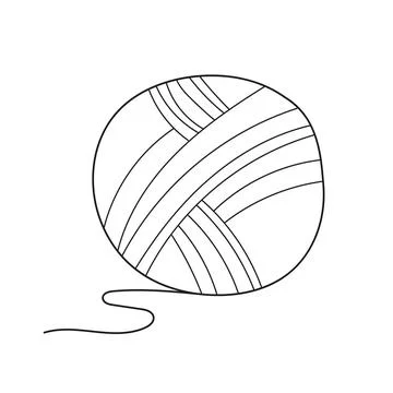 Simple coloring page. Cartoon vector outline illustration ball yarn Ilustración de archivo