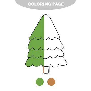 Simple coloring page. Cartoon vector outline illustration fir tree 스톡 일러스트