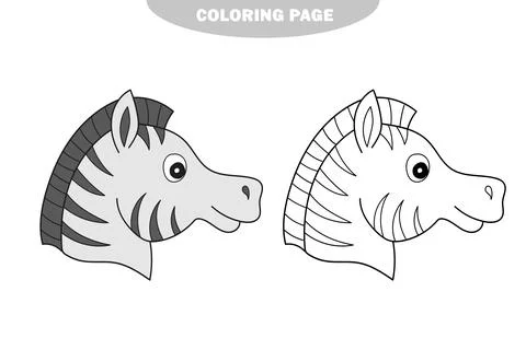 Simple coloring page. Coloring book for kids - zebra layout for game vector Stock Illustration