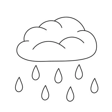 Simple coloring page. Cute raining cloud. Vector black and white coloring page. Illustrazione stock