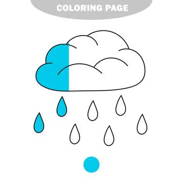 Simple coloring page. Cute raining cloud. Vector black and white coloring page. Illustrazione stock