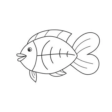 Simple coloring page. Drawing worksheet for preschool kids - Fish Stock Illustration