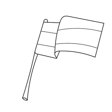 Simple coloring page. Flag icon isolated on white background. Stock Illustration