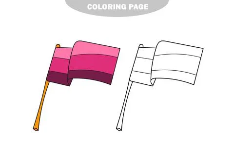 Simple coloring page. Flag icon isolated on white background. Stock Illustration