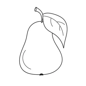 Simple coloring page. Funny pear to be colored. Coloring book to educate kids Stock Illustration