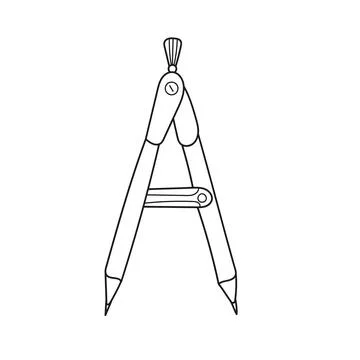 Simple coloring page. Geometry compass divider outline vector icon Stock Illustration