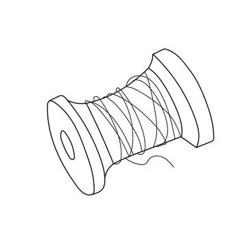 Simple coloring page. Hand drawn vector illustration wooden spool thread 스톡 일러스트