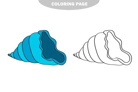 Simple coloring page. Line drawn seashell on white isolated background Stock Illustration