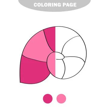 Simple coloring page. Line drawn seashell on white isolated background Illustrazione stock