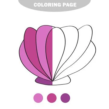 Simple coloring page. Line drawn seashell on white isolated background Illustrazione stock