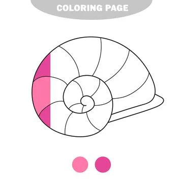 Simple coloring page. Line drawn seashell on white isolated background Illustrazione stock