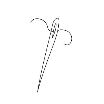 Simple coloring page. Needle. Vector illustration in hand drawn style 스톡 일러스트