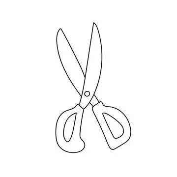 Simple coloring page. Outline scissors on a white background. Cartoon vector Illustrazione stock