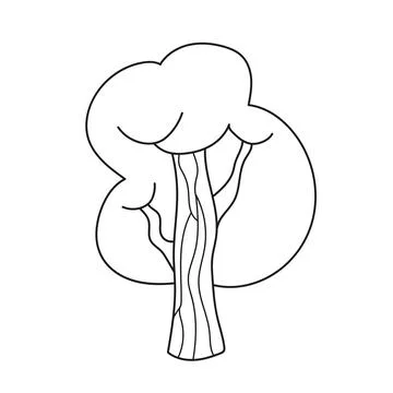 Simple coloring page. Summer Tree to be colored. Coloring book for kids Stock Illustration