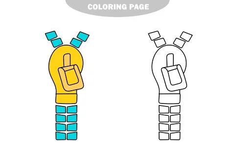 Simple coloring page. Vector cartoon zipper to be colored Stockillustratie