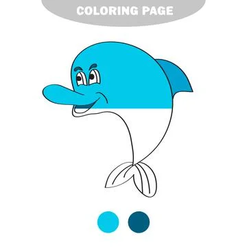 Simple coloring page. Vector dolphin. Black outline on a white background Stock Illustration