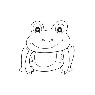 Simple coloring page. Vector illustration Cute Frog. Isolated on white Иллюстрация
