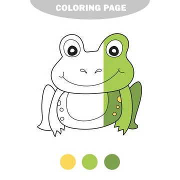 Simple coloring page. Vector illustration Cute Frog. Isolated on white Иллюстрация