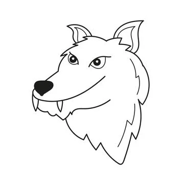 Simple coloring page. Wolf Head to be colored, coloring book for preschool kids Stock Illustration