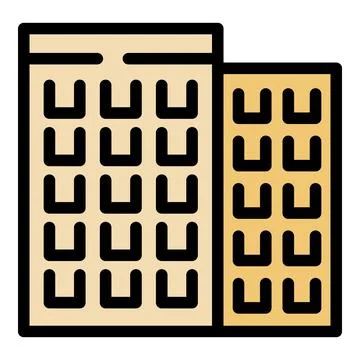 Simple colourful icon of two office buildings standing side by side Ilustración de archivo