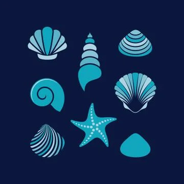 Simple colourful vector sea shells and starfish イラスト素材
