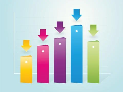 Simple column color charts with indicators Illustrazione stock