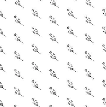 Simple combinable seamless patterns. tulip flower botanical floral hand drawn Stock Illustration