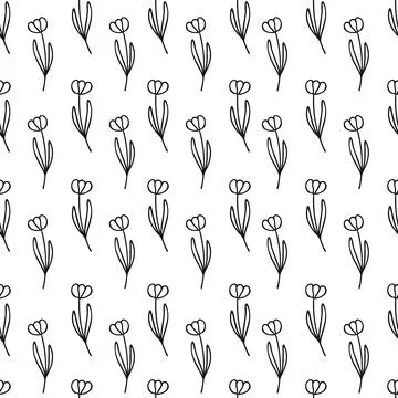 Simple combinable seamless patterns. tulip flower botanical floral hand drawn Ilustração Stock