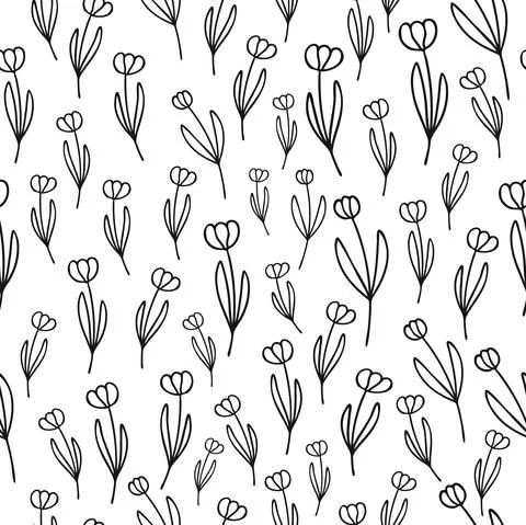 Simple combinable seamless patterns. tulip flower botanical floral hand drawn Stock Illustration