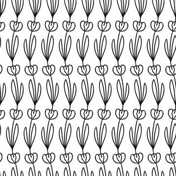 Simple combinable seamless patterns. tulip flower botanical floral hand drawn Stock Illustration