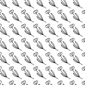 Simple combinable seamless patterns. tulip flower botanical floral hand drawn Ilustração Stock