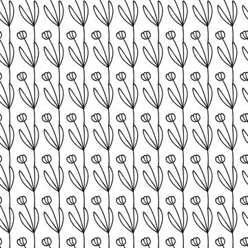 Simple combinable seamless patterns. tulip flower botanical floral hand drawn Stock Illustration