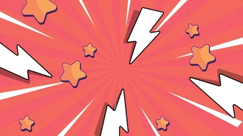 Simple comic background with explosive style lightning stars and dynamic Stock Footage 293263603
