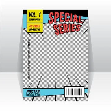 Simple comic magazine front page layout template graphic Stock Illustration