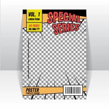 Simple comic magazine front page layout template print Stock Illustration