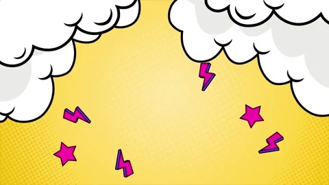Simple comic style background with dynamic lightning and star bold effects Stock Footage 293047592
