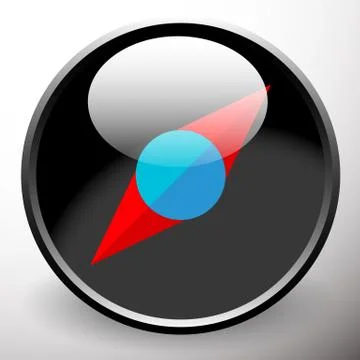 Simple compass dial icon with pointer and highlight Illustrazione stock