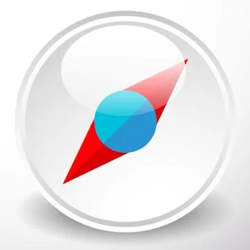 Simple compass dial icon with pointer and highlight Stock Illustration
