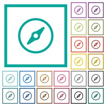 Simple compass flat color icons with quadrant frames Illustrazione stock