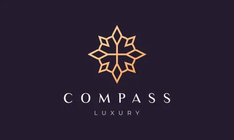 Simple compass logo concept with modern and luxury style Stock Illustration