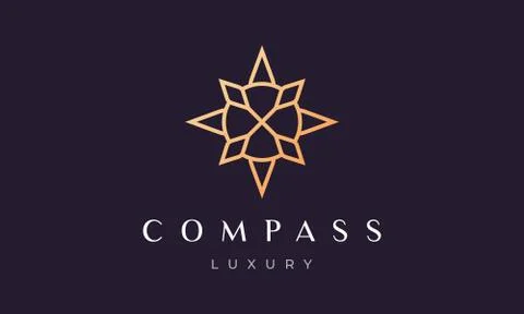 Simple compass logo concept with modern and luxury style with gold color Stock Illustration
