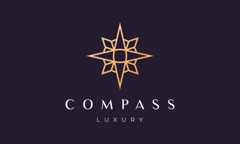 Simple compass logo concept with modern and luxury style with gold color Stock Illustration
