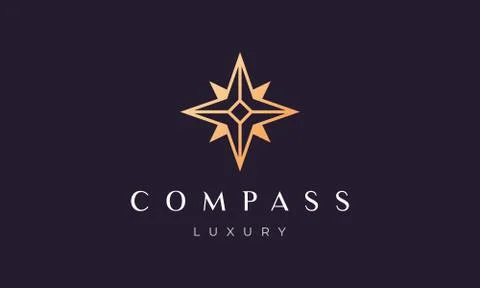 Simple compass logo concept in a modern and luxury style Stock Illustration