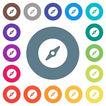 Simple compass solid flat white icons on round color backgrounds イラスト素材