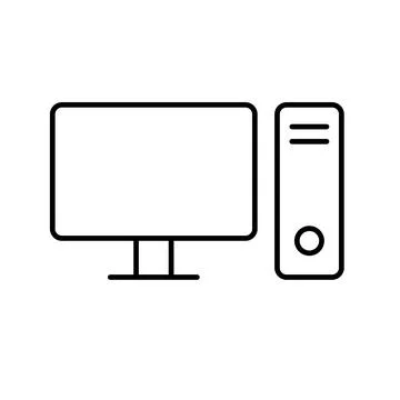 Simple computer and server icon. Vector. Stock Illustration