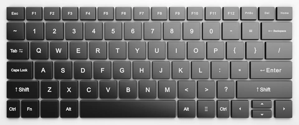 Simple computer keyboard full frame. Dark keys in a white case. Foto stock