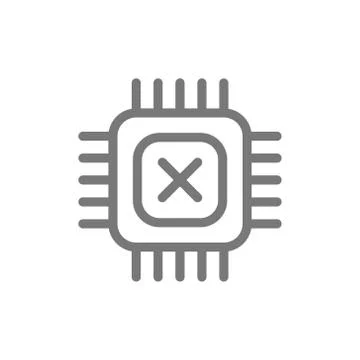 Simple computer micro chip and processor line icon. Symbol and sign vector 스톡 일러스트
