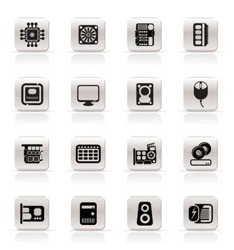 Simple Computer  Performance and Equipment Icons Stock Illustration